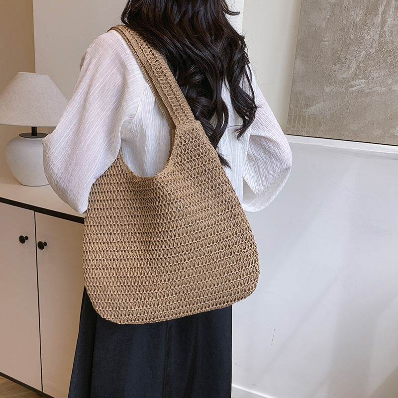 Women's Straw Silk Scarf Personality Trendy Vacation Style Large Capacity Shoulder Bags