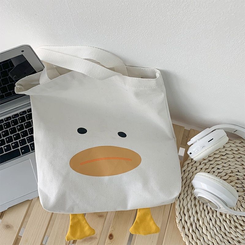 Women's Yellow Duck Canvas Fresh Cute Big Mouth Design Sense Fashion Women's Handbag