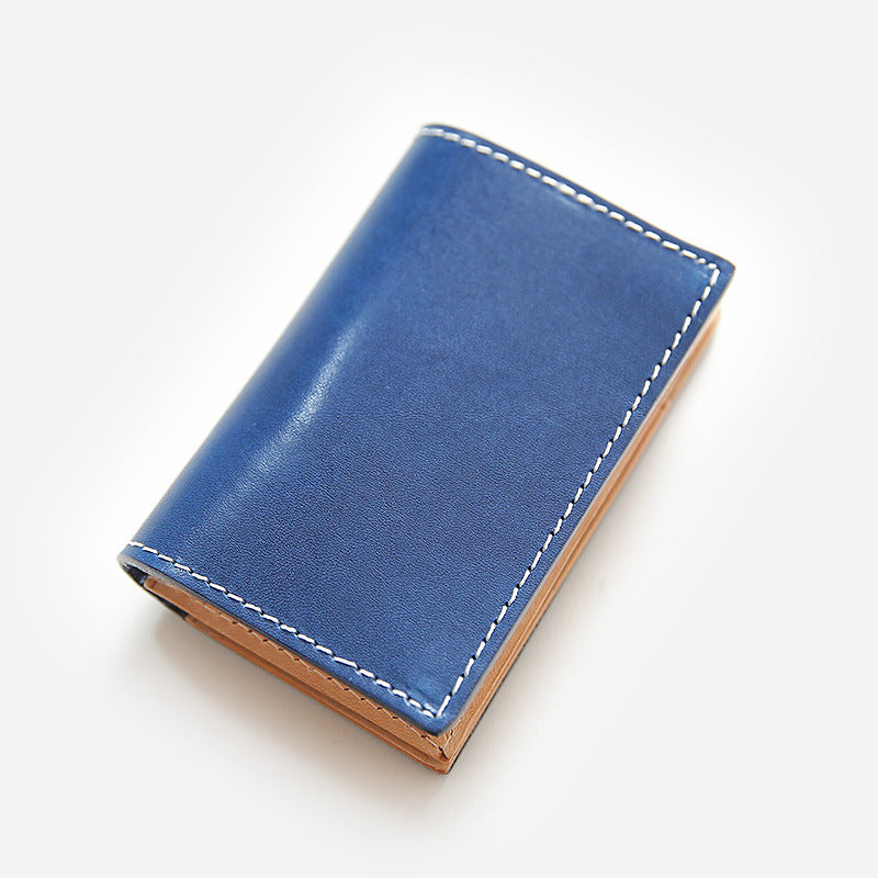 Women's & Men's Retro Hand Vegetable Cattlehide Large Capacity Leather Card Holder