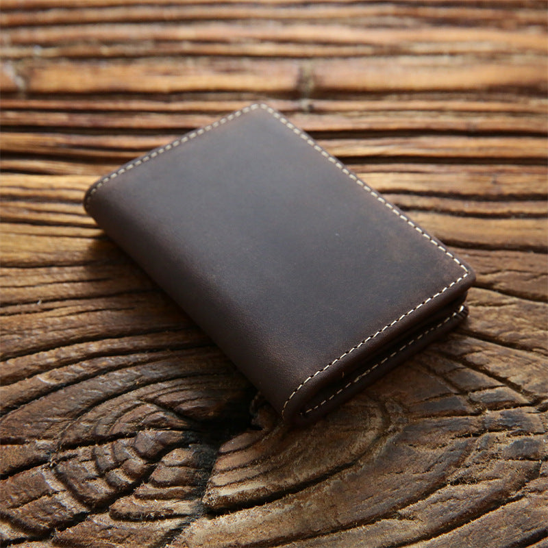 Men's Horse First Layer Cowhide Bank Short Genuine Card Holder