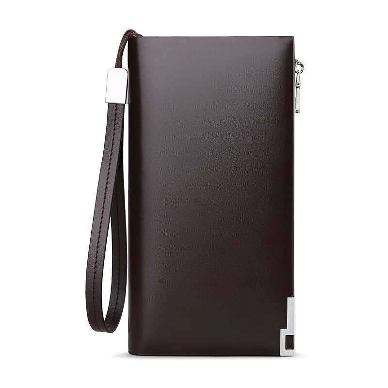 Men's Paul Long Genuine Leather Cowhide Zipper Card Holder
