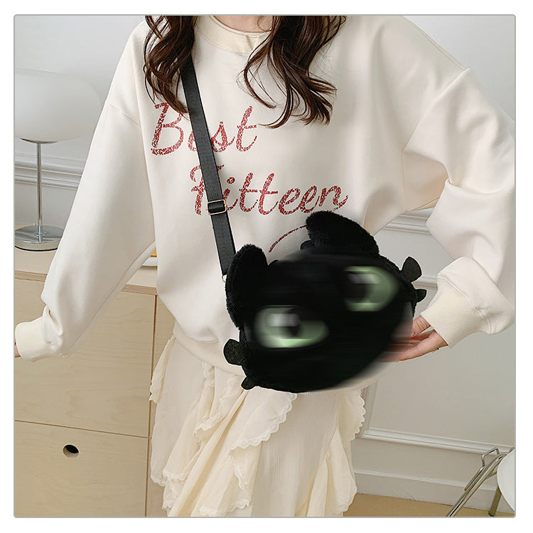 High Plush Cartoon Cute Toothless Big Head Women's Messenger Bag