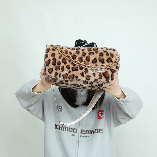 Furry Female Hot Retro Leopard Print Bags
