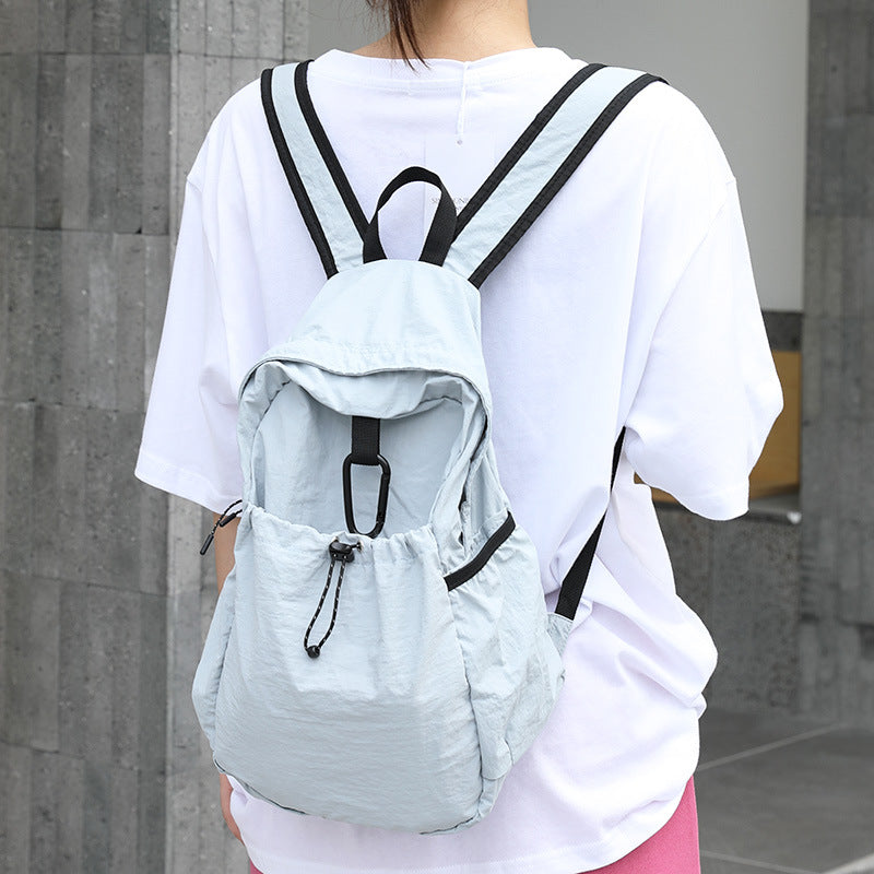 Women's Artistic Nylon Fashionable Pleated Contrast Color Backpacks