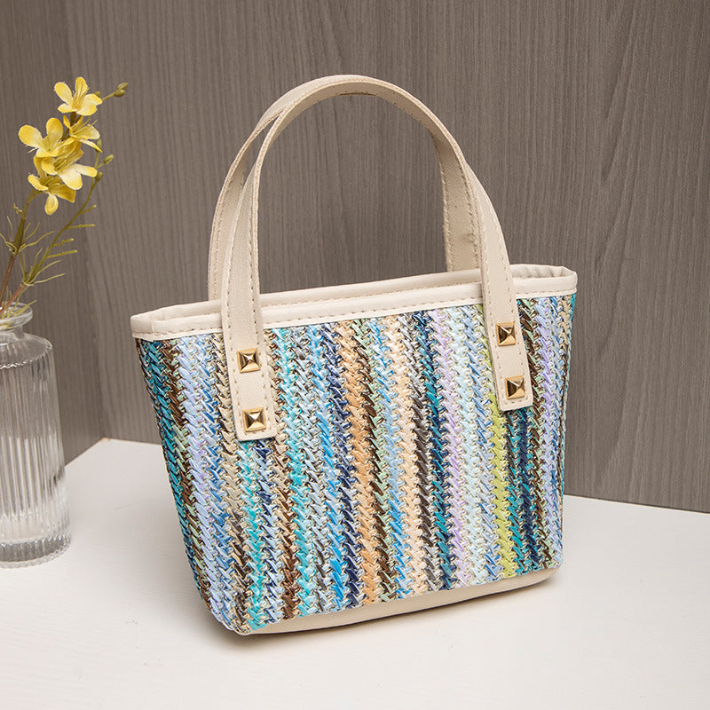 Women's Hand Fashion Woven Simple Vegetable Basket Bucket Bags