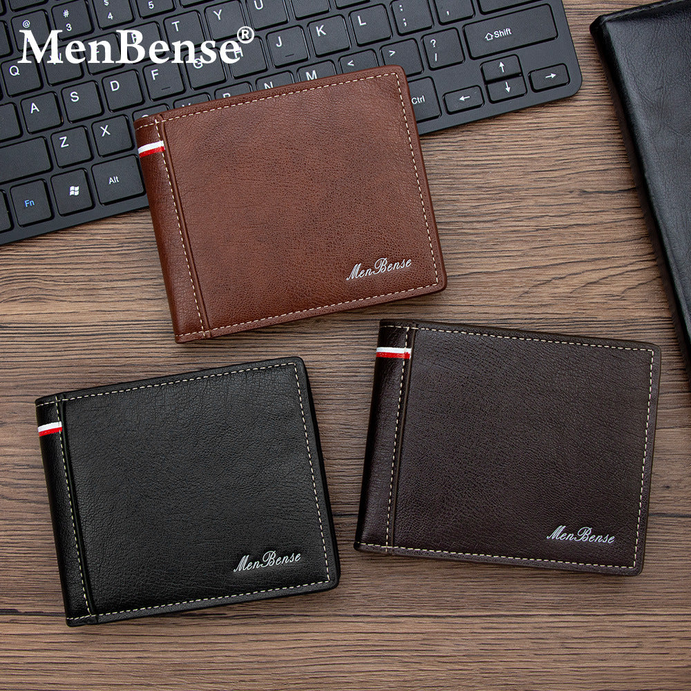 Men's Hinge Short Large Capacity Three Fold Multiple Men's Wallet