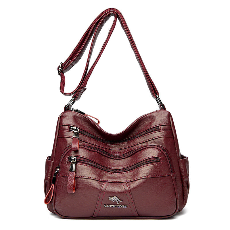 Women's Kangaroo Mom Style Soft Leather Large Capacity Crossbody Bags