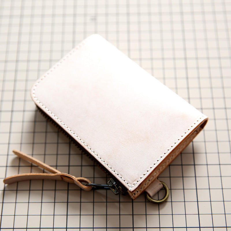 Men's Tanned Leather Cowhide Genuine Short Zipper Men's Wallets