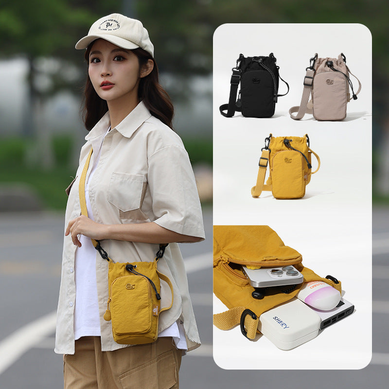 Korean Style Simple Fashion Drawstring Solid Shoulder Bags