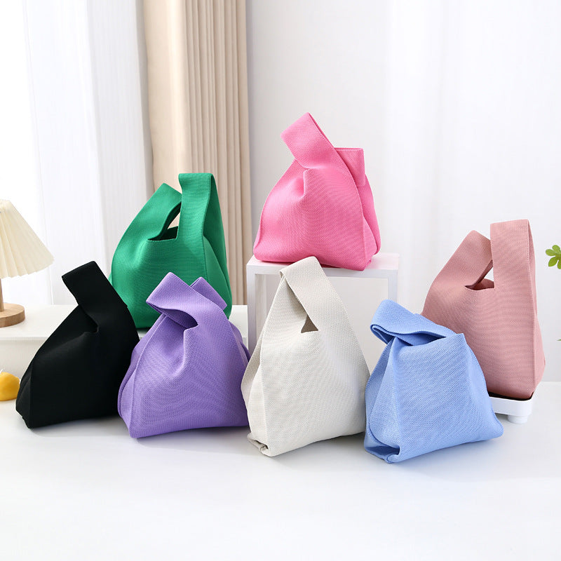Candy Gift Simple Knitted Solid Color Handbags