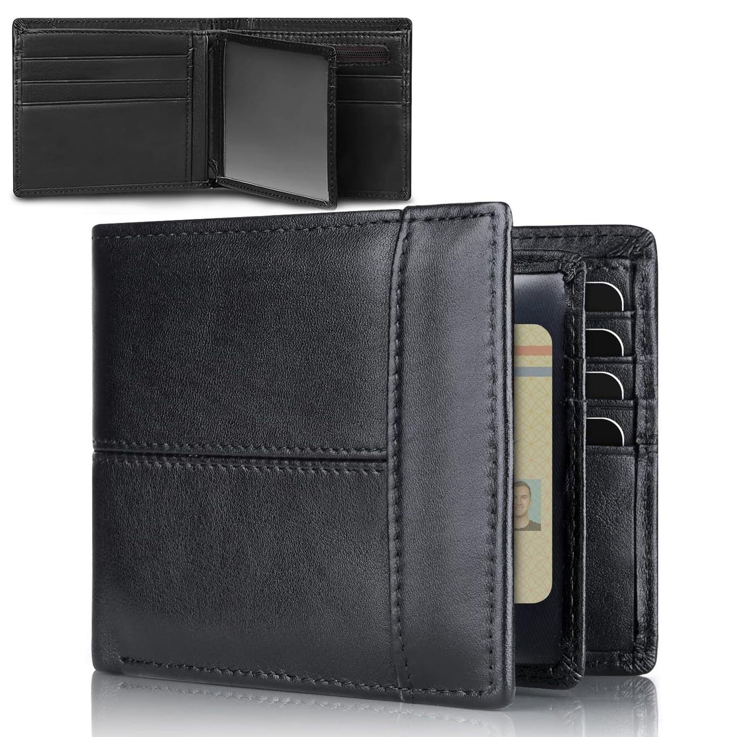 Men's Slots First Layer Cowhide Swiping Short Men's Wallets