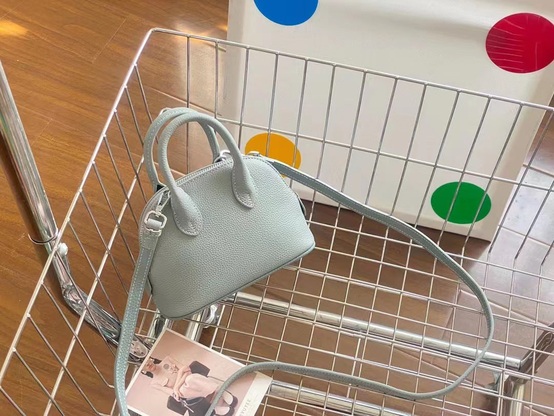 Layer Cowhide Shell Simple Fashion Bowling Mini Handbags