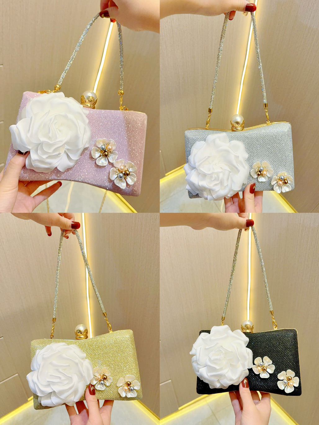 Delicate Pearl Flower Dinner Niche Clutch Evening Bags