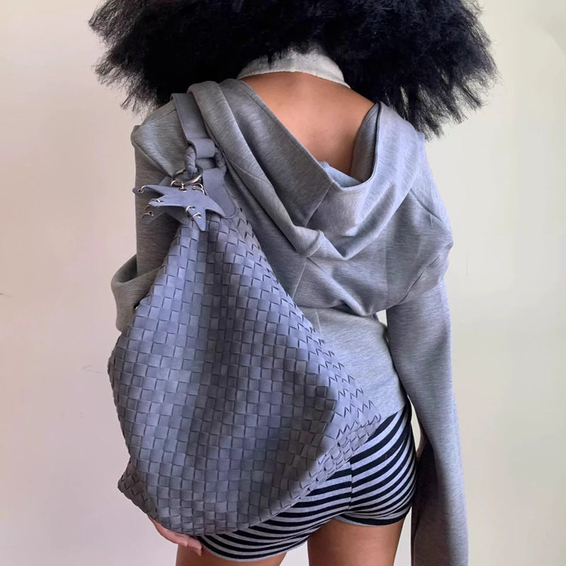 Women's Suede Frosted Woven Commute Portable Tote Bags