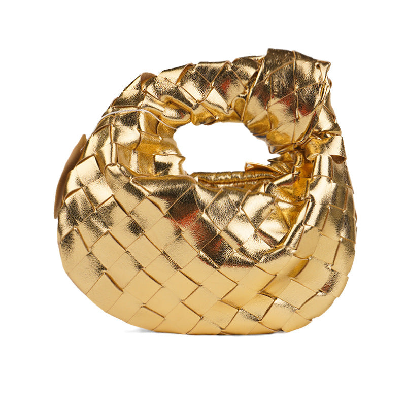 Mini Woven Handmade Croissant Gold Hardware Handbags