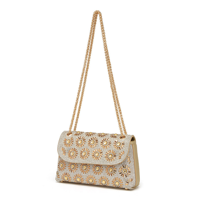 Women's Diamond Party Dinner Fashion Sunflower Shiny Shoulder Bags