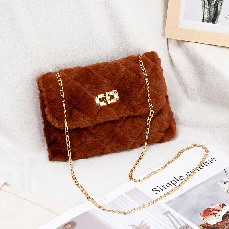 Elegant Glamorous Women's Plush Chain Embroidered Shoulder Bags