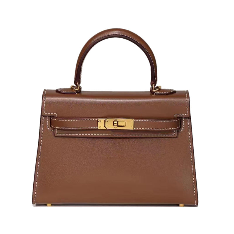 Women's Genuine Leather Shiny Patent Plain Kelly Shoulder Bags