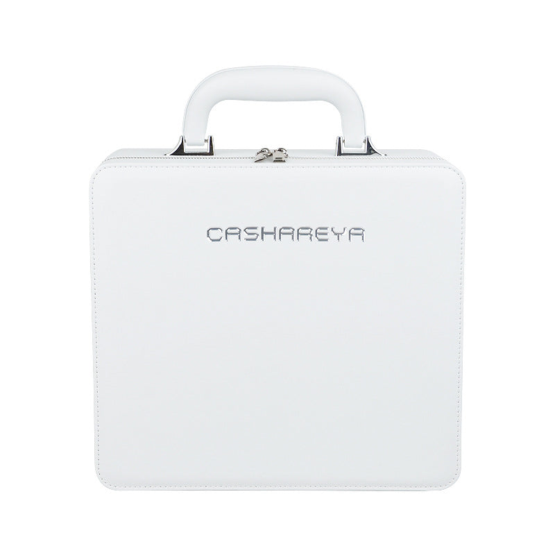 Large Capacity With Mirror Light Wooden Cosmetic Bags