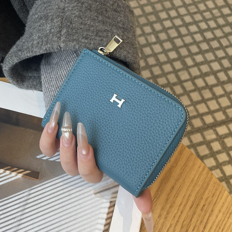 Women's Short Cowhide Integrated Light Gathering Wealth Ladies Wallet