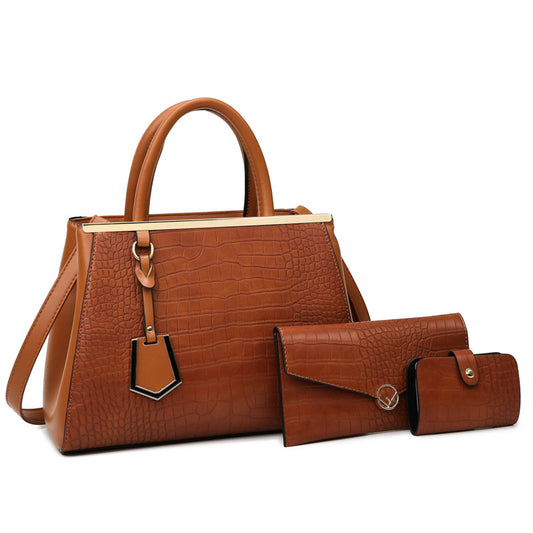 Women's Stone Pattern Patchwork Three-piece Set Mother Shoulder Bags