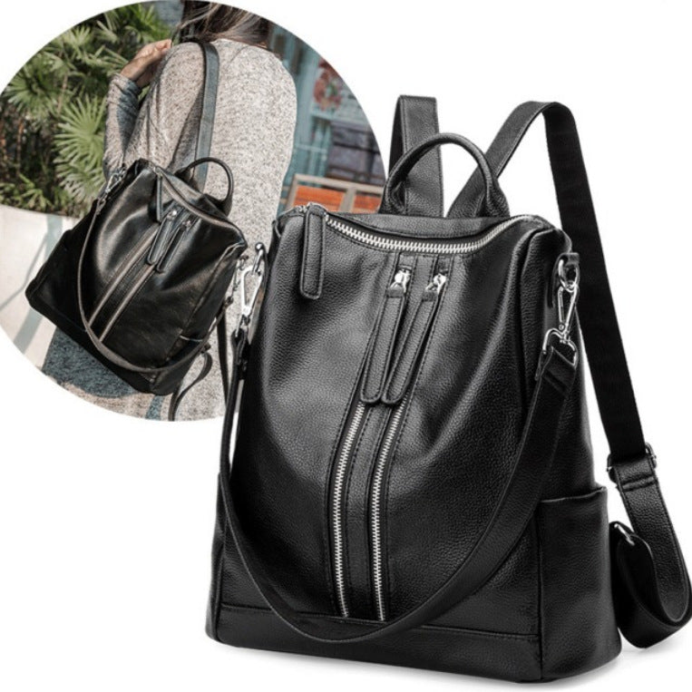 Women's Leather Korean Preppy Style Street Trendy Backpacks