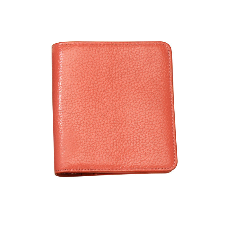 Genuine Leather Swiping Short Multiple Slots Ladies Wallet