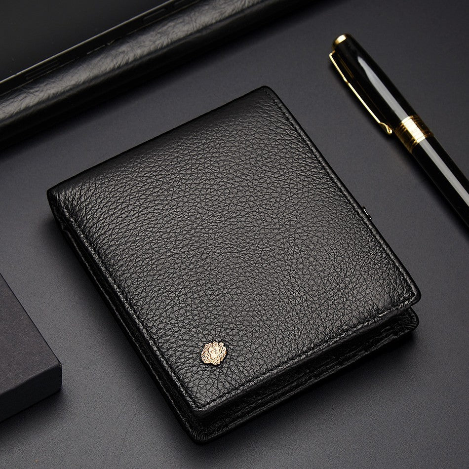Men's Leather Simple Short Horizontal First Layer Cowhide Men's Wallets