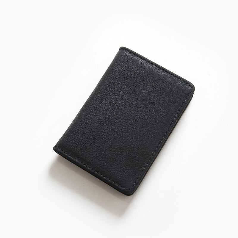 Men's Short First Layer Leather Business Clip Card Holder