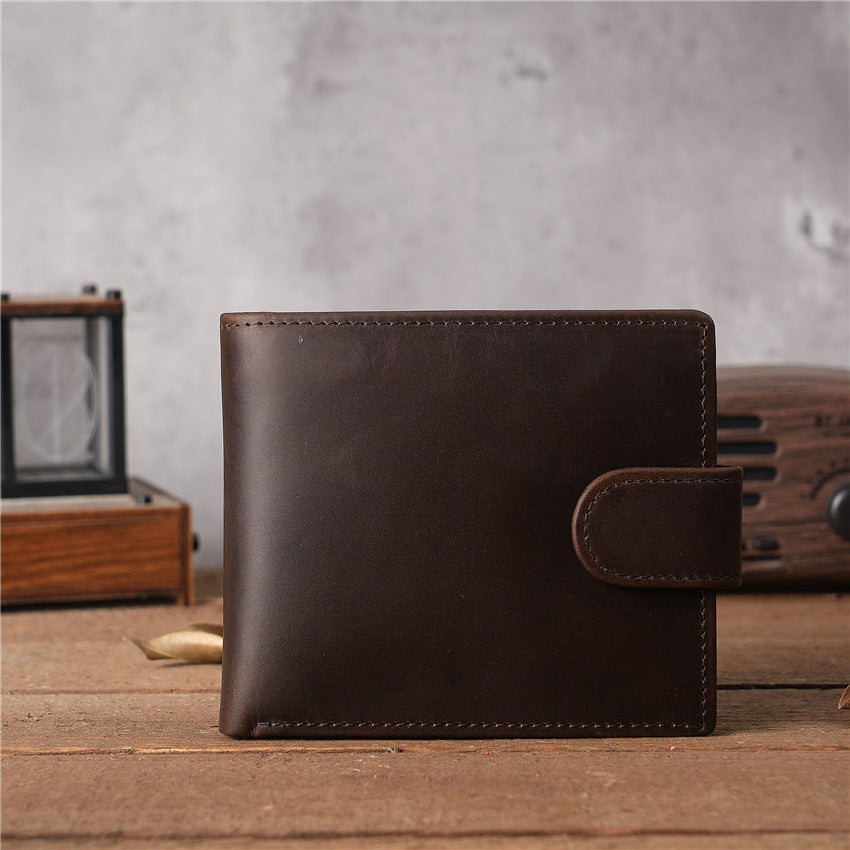 Men's Leather For Man Short First Layer Cowhide Multiple Slots Men's Wallets