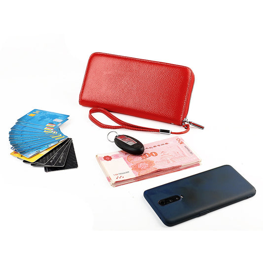 Women's Capacity Long Top Layer Cowhide Multi Ladies Wallets