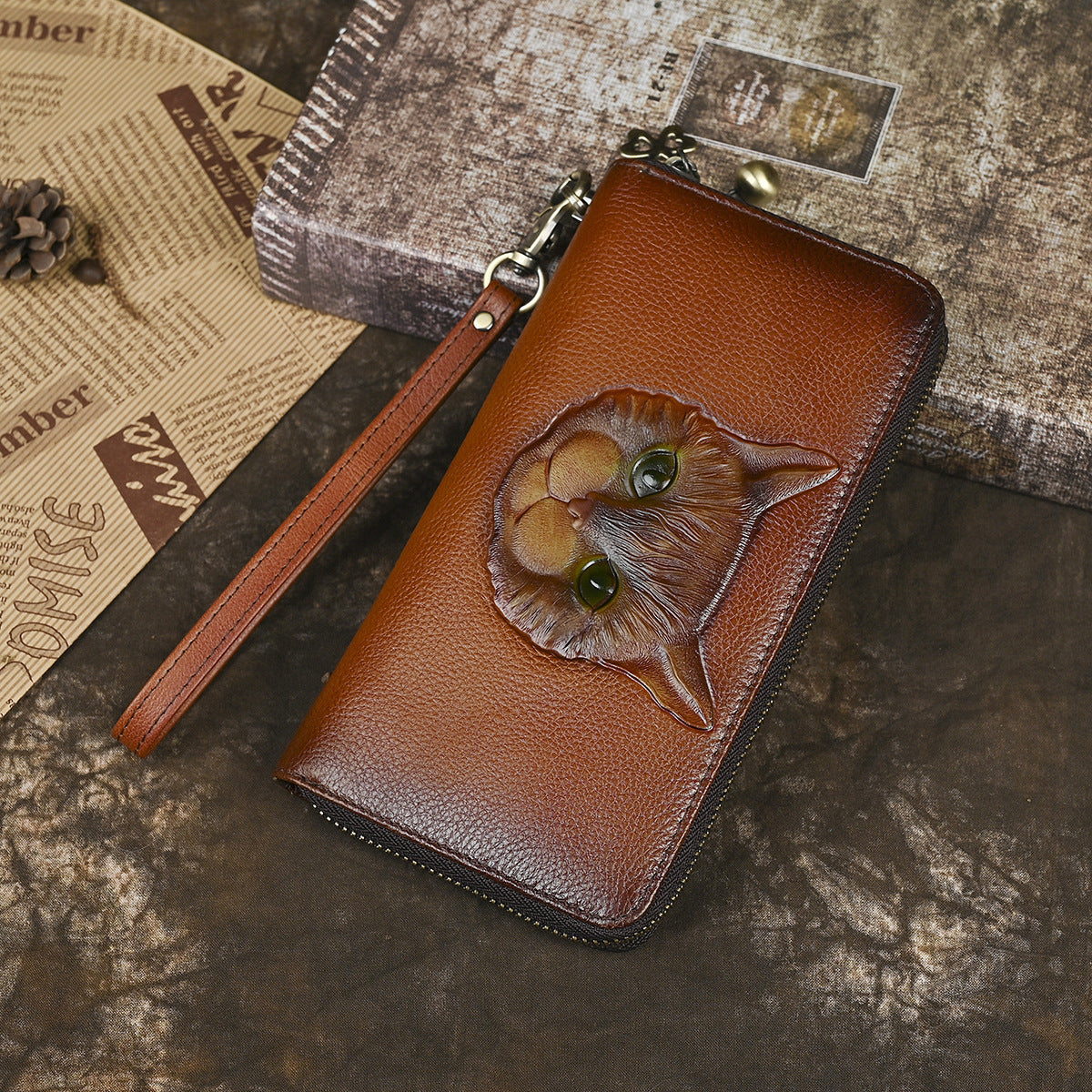 Women's Genuine Leather Clutch Trendy Vintage First Layer Bags