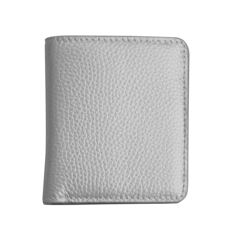 Genuine Leather Swiping Short Multiple Slots Ladies Wallet
