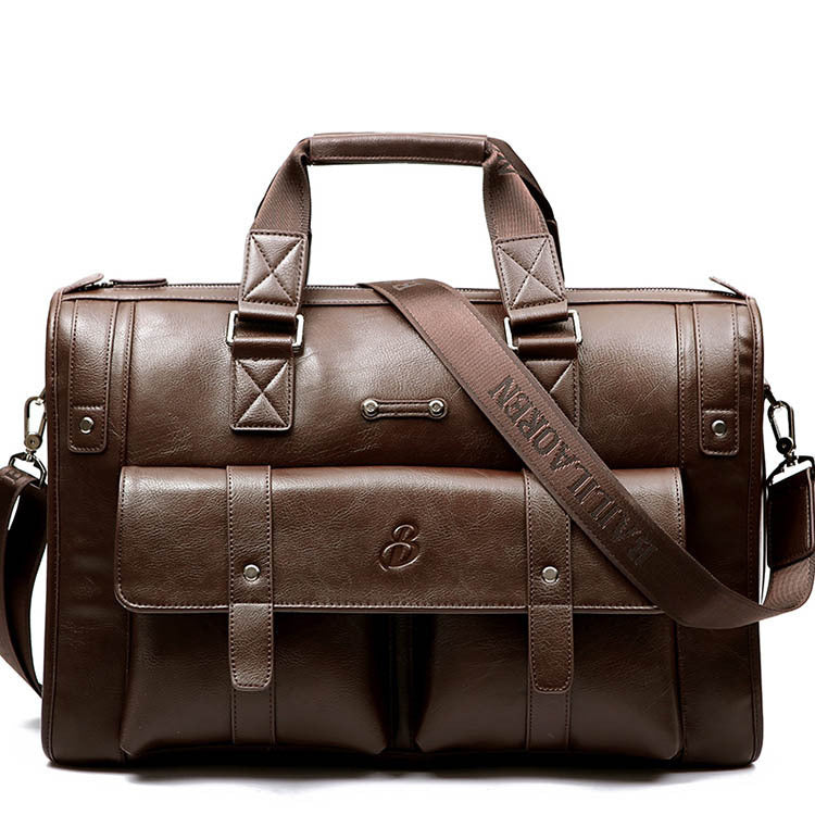 Men's High-grade British Retro Leather Computer Business Bags