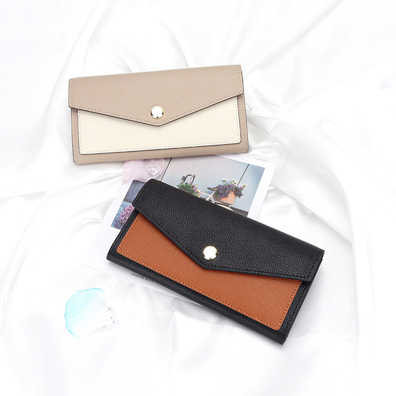 Women's Fashion Long Design Contrast Color Minimalist Clutch Large Handbags