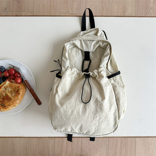 Women's Korean Style Pure Color Nylon Large Backpacks