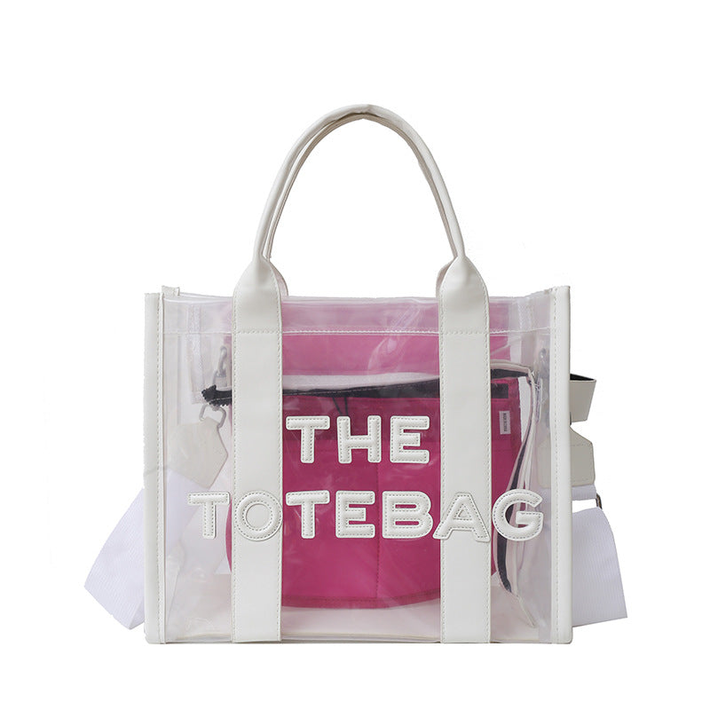 Women's Fashion Transparent Letter Beach Large Capacity Bags