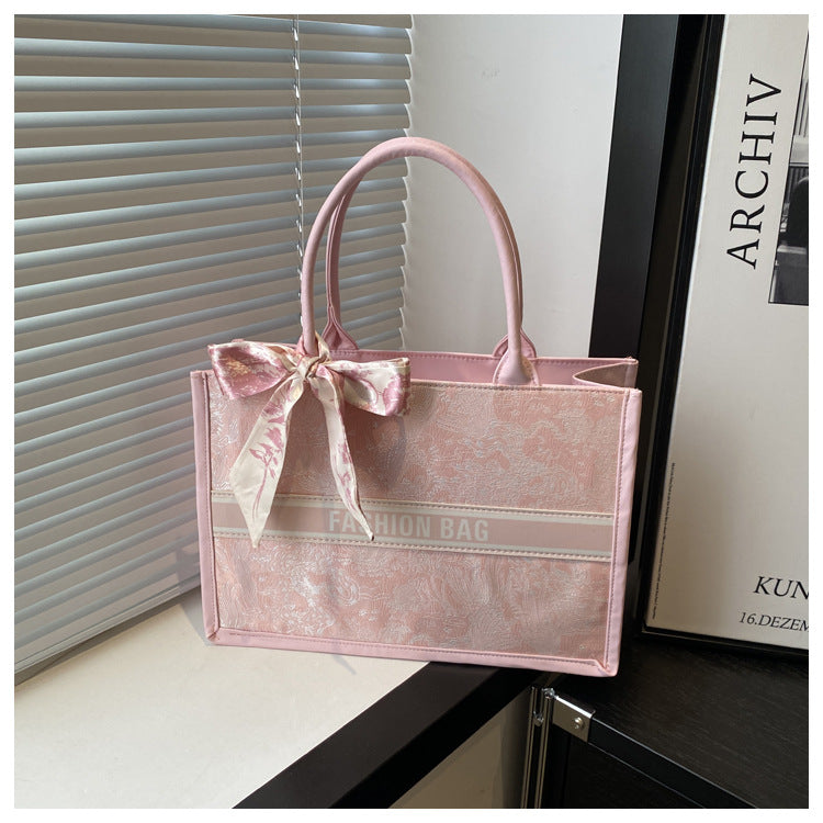 Women's Scarf Bow Fashion Commuter Large Capacity Western Tote Bags