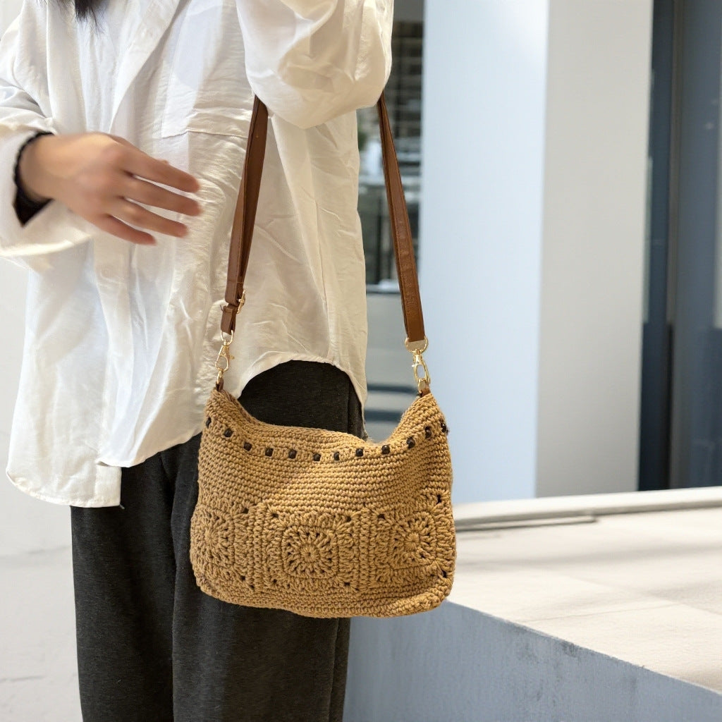 Women's Summer Cotton Thread Woven Large Capacity Ethnic Style Seaside Bags