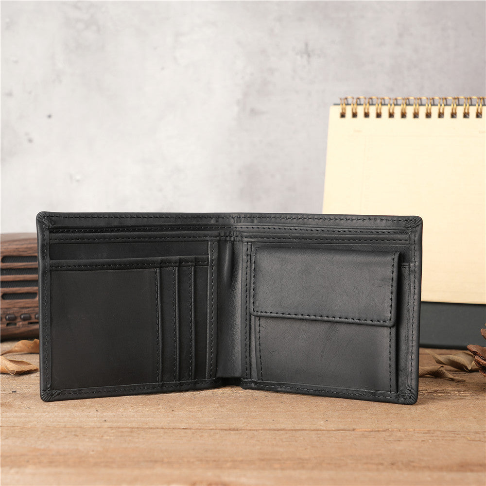 Men's Vintage Crazy Horse Leather Genuine Bank Ladies Wallets