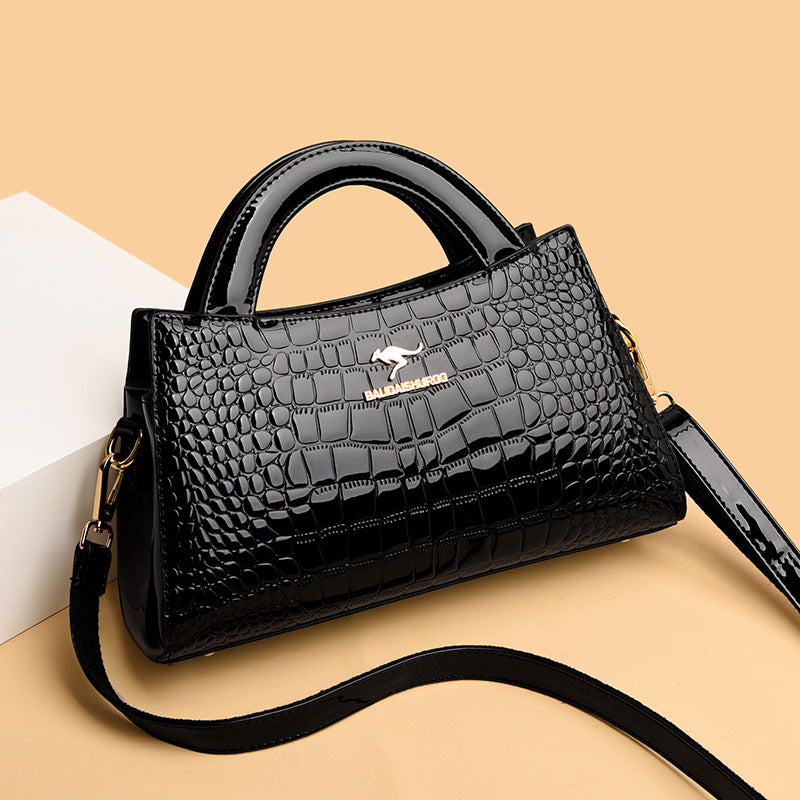 Women's Kangaroo Classic Patent Leather Crocodile Pattern Handbags