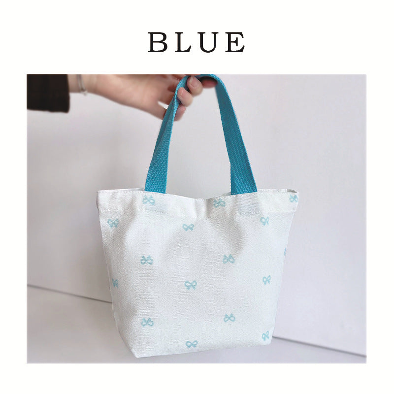 Women's Canvas Fashion Portable Bowknot Lunch Small Square Bags