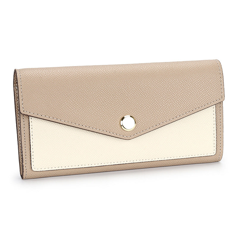 Women's Fashion Long Design Contrast Color Minimalist Clutch Large Handbags