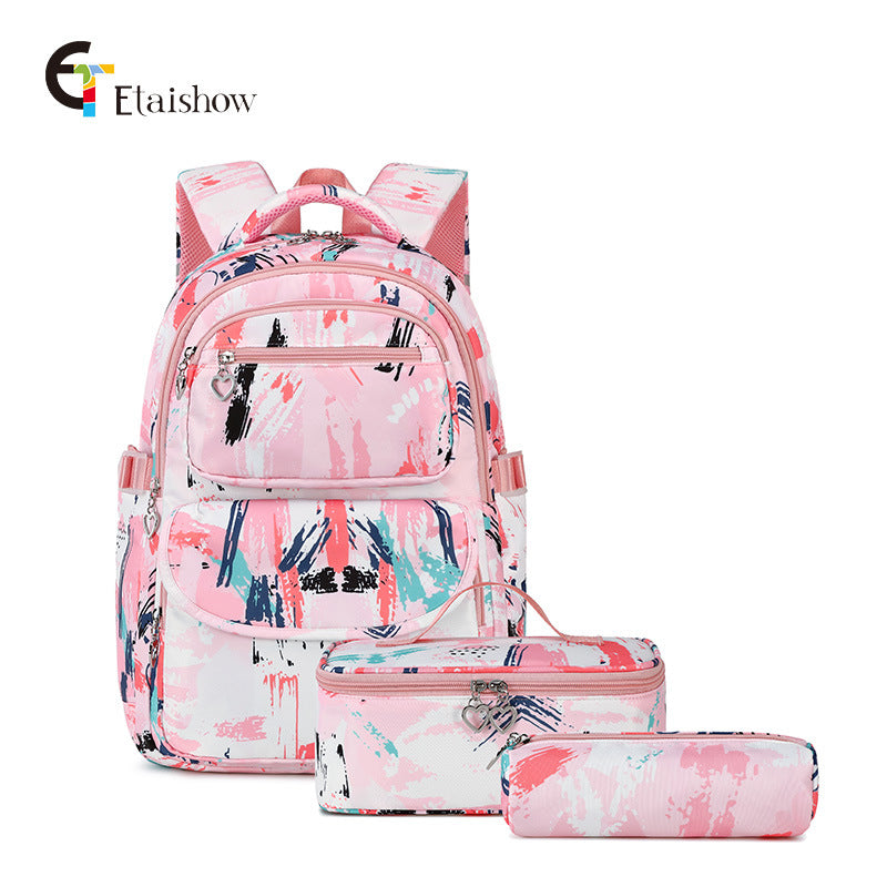 Printed Three-piece Set Clear Sweet Fashion Elementary School Students' Schoolbags