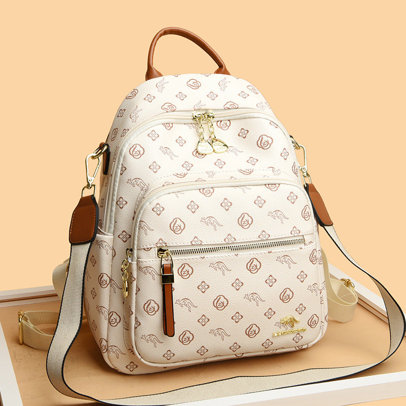 Women's Kangaroo Soft Leather Mummy Large Capacity Backpacks