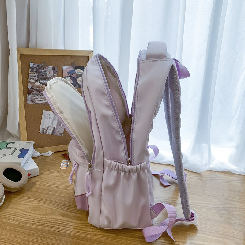 Women's Burden Reduction Big Korean Style Solid Color Middle School Students' Schoolbags