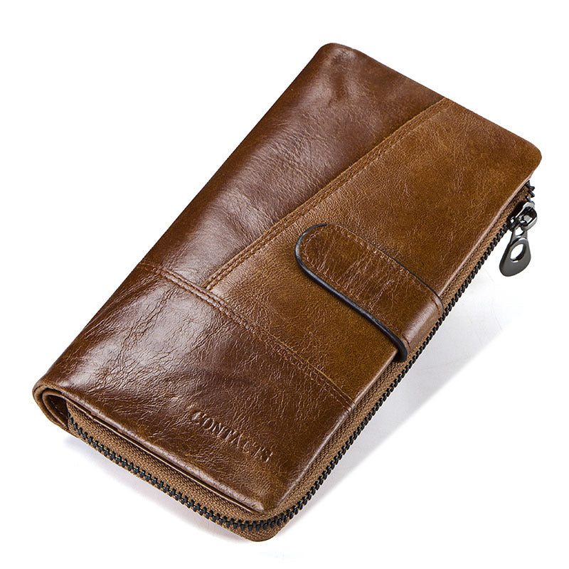 Men's Black Angel First Layer Cowhide Long Men's Wallet