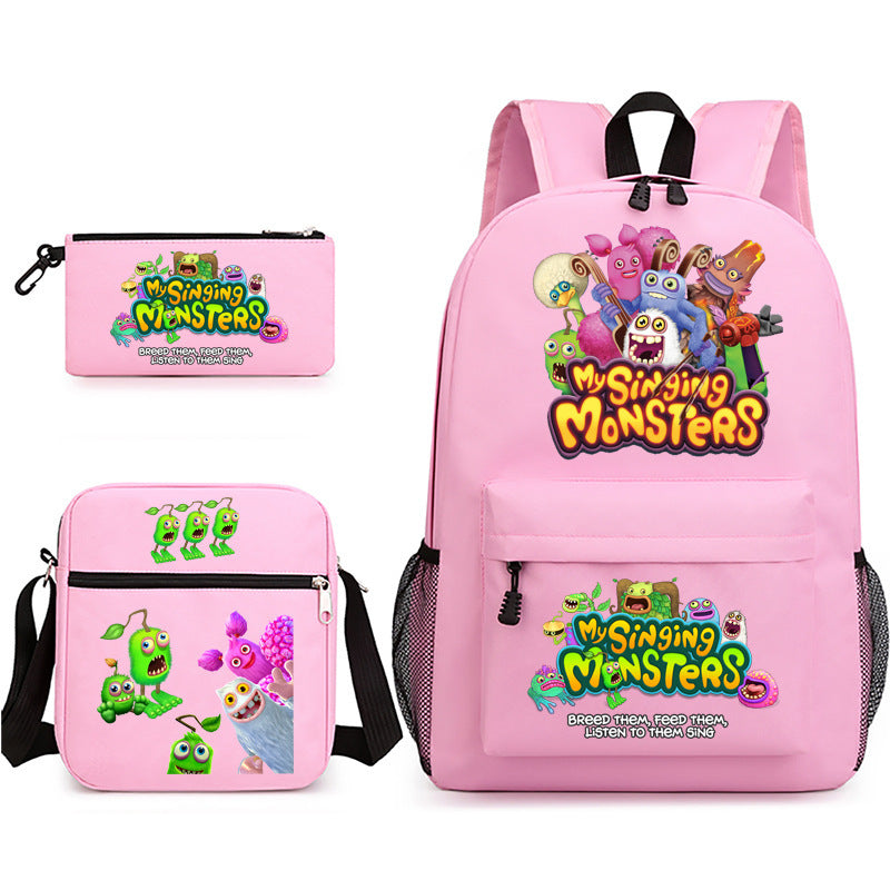 Game Monster Concert Pencil Three-piece Set Backpacks