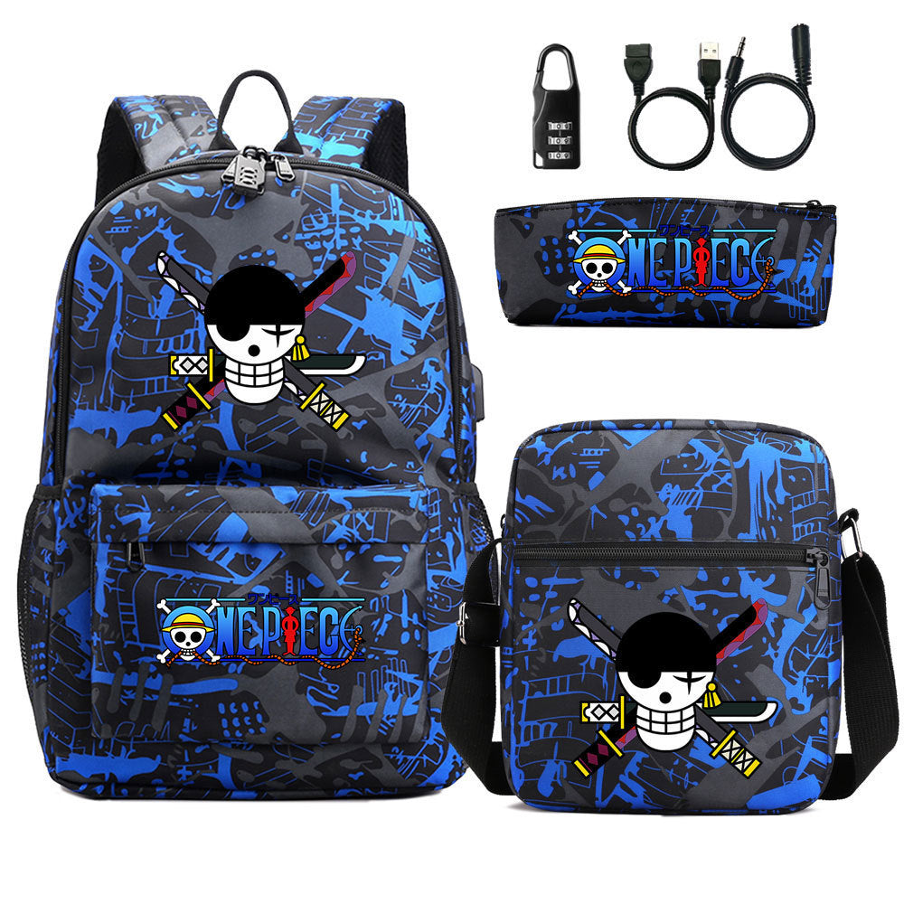 Women's & Men's & Cartoon One Piece Password Pencil Middle School Students' Schoolbags