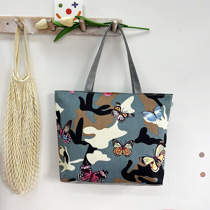 Women's Canvas Large Capacity Printed Korean Literary Women's Shoulder Bag